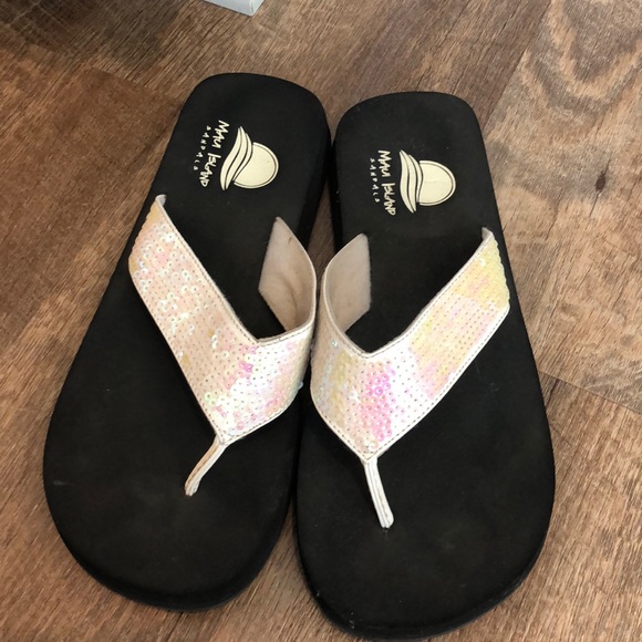 white sequin flip flops